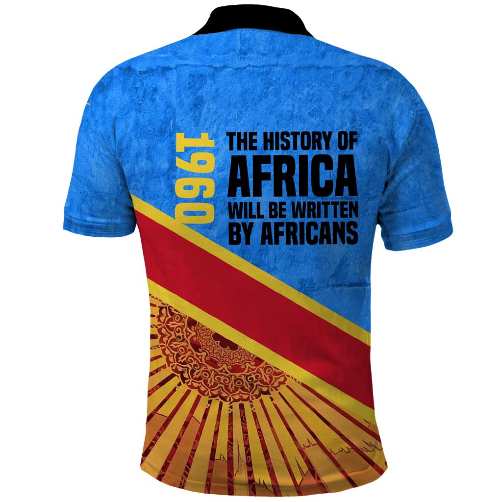 Patrice Lumumba Polo Shirt with Congolese Flag Colors and African History Quote - African Pride