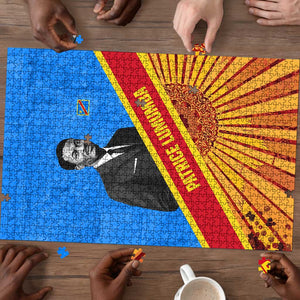 Patrice Lumumba Puzzle with Congolese Flag Colors and African History Quote - African Pride