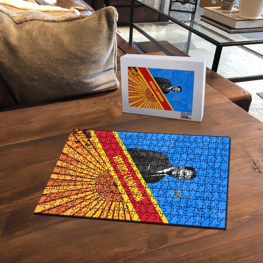 Patrice Lumumba Puzzle with Congolese Flag Colors and African History Quote - African Pride