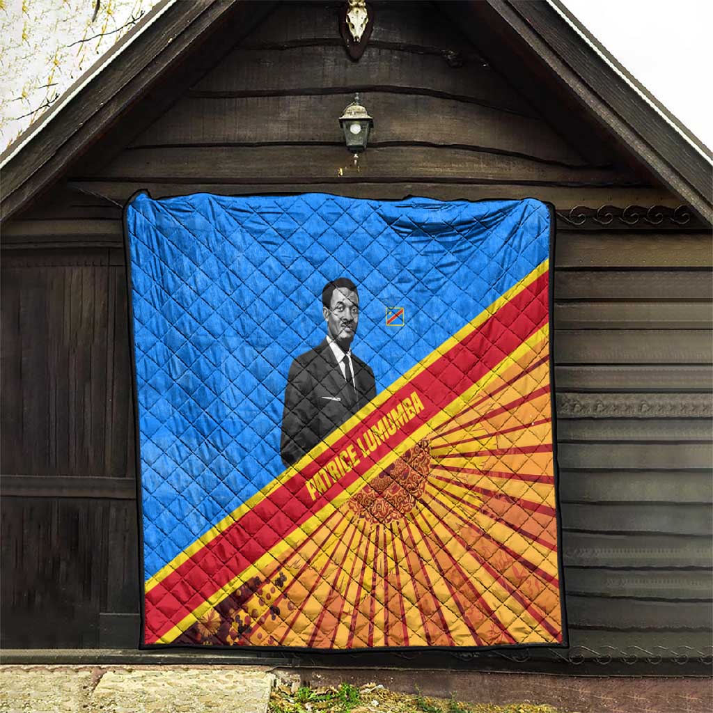 Patrice Lumumba Quilt with Congolese Flag Colors and African History Quote - African Pride