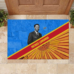 Patrice Lumumba Rubber Doormat with Congolese Flag Colors and African History Quote - African Pride