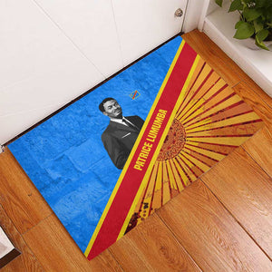 Patrice Lumumba Rubber Doormat with Congolese Flag Colors and African History Quote - African Pride