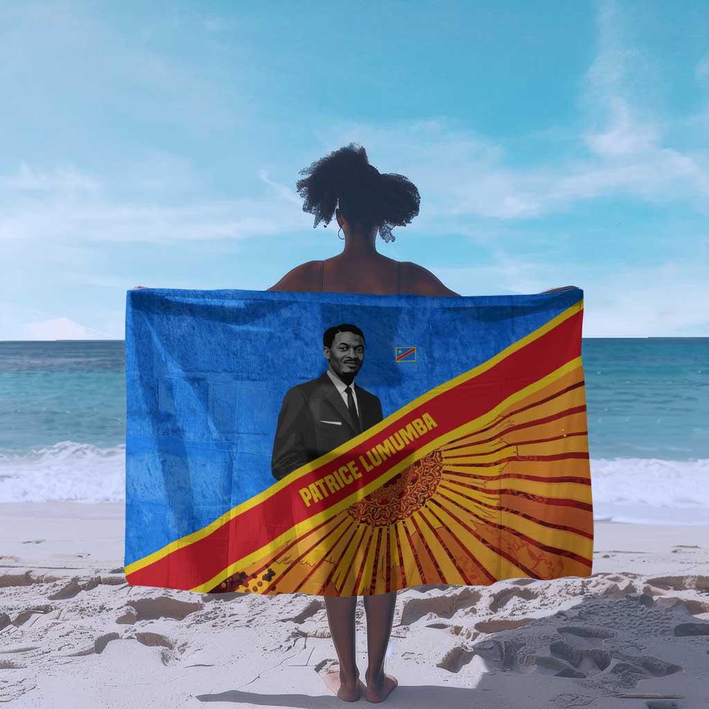 Patrice Lumumba Sarong with Congolese Flag Colors and African History Quote - African Pride