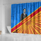 Patrice Lumumba Shower Curtain with Congolese Flag Colors and African History Quote - African Pride