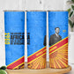 Patrice Lumumba Skinny Tumbler with Congolese Flag Colors and African History Quote - African Pride