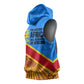 Patrice Lumumba Sleeveless Hoodie with Congolese Flag Colors and African History Quote - African Pride