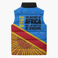 Patrice Lumumba Sleeveless Puffer Jacket with Congolese Flag Colors and African History Quote - African Pride