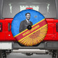 Patrice Lumumba Spare Tire Cover with Congolese Flag Colors and African History Quote - African Pride