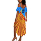 Patrice Lumumba Summer Maxi Dress with Congolese Flag Colors and African History Quote - African Pride