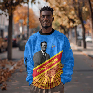 Patrice Lumumba Sweatshirt with Congolese Flag Colors and African History Quote - African Pride
