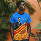 Patrice Lumumba T shirt with Congolese Flag Colors and African History Quote - African Pride