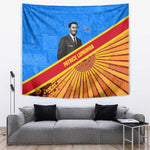 Patrice Lumumba Tapestry with Congolese Flag Colors and African History Quote - African Pride