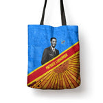 Patrice Lumumba Tote Bag with Congolese Flag Colors and African History Quote - African Pride