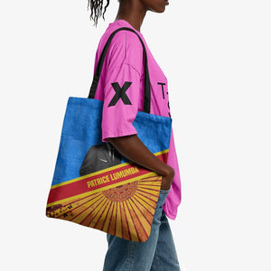 Patrice Lumumba Tote Bag with Congolese Flag Colors and African History Quote - African Pride