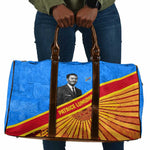 Patrice Lumumba Travel Bag with Congolese Flag Colors and African History Quote - African Pride