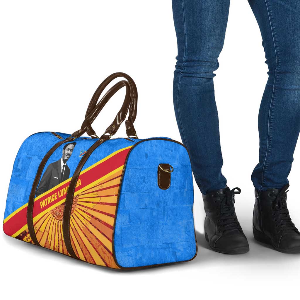 Patrice Lumumba Travel Bag with Congolese Flag Colors and African History Quote - African Pride