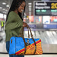 Patrice Lumumba Travel Bag with Congolese Flag Colors and African History Quote - African Pride