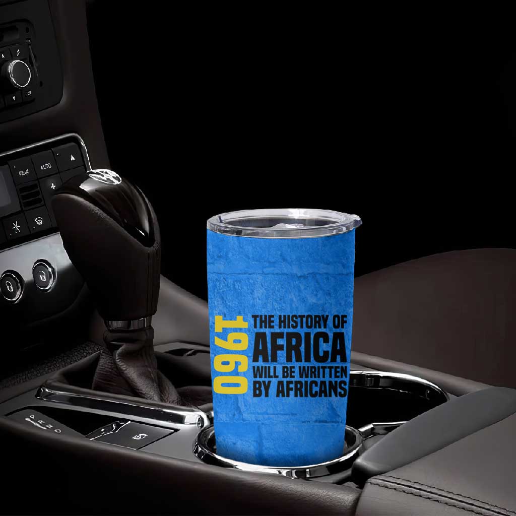 Patrice Lumumba Tumbler Cup with Congolese Flag Colors and African History Quote - African Pride
