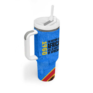 Patrice Lumumba Tumbler With Handle with Congolese Flag Colors and African History Quote - African Pride