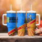 Patrice Lumumba Tumbler With Handle with Congolese Flag Colors and African History Quote - African Pride