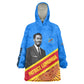 Patrice Lumumba Wearable Blanket Hoodie with Congolese Flag Colors and African History Quote - African Pride