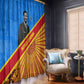 Patrice Lumumba Window Curtain with Congolese Flag Colors and African History Quote - African Pride