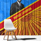 Patrice Lumumba Window Curtain with Congolese Flag Colors and African History Quote - African Pride