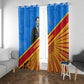 Patrice Lumumba Window Curtain with Congolese Flag Colors and African History Quote - African Pride