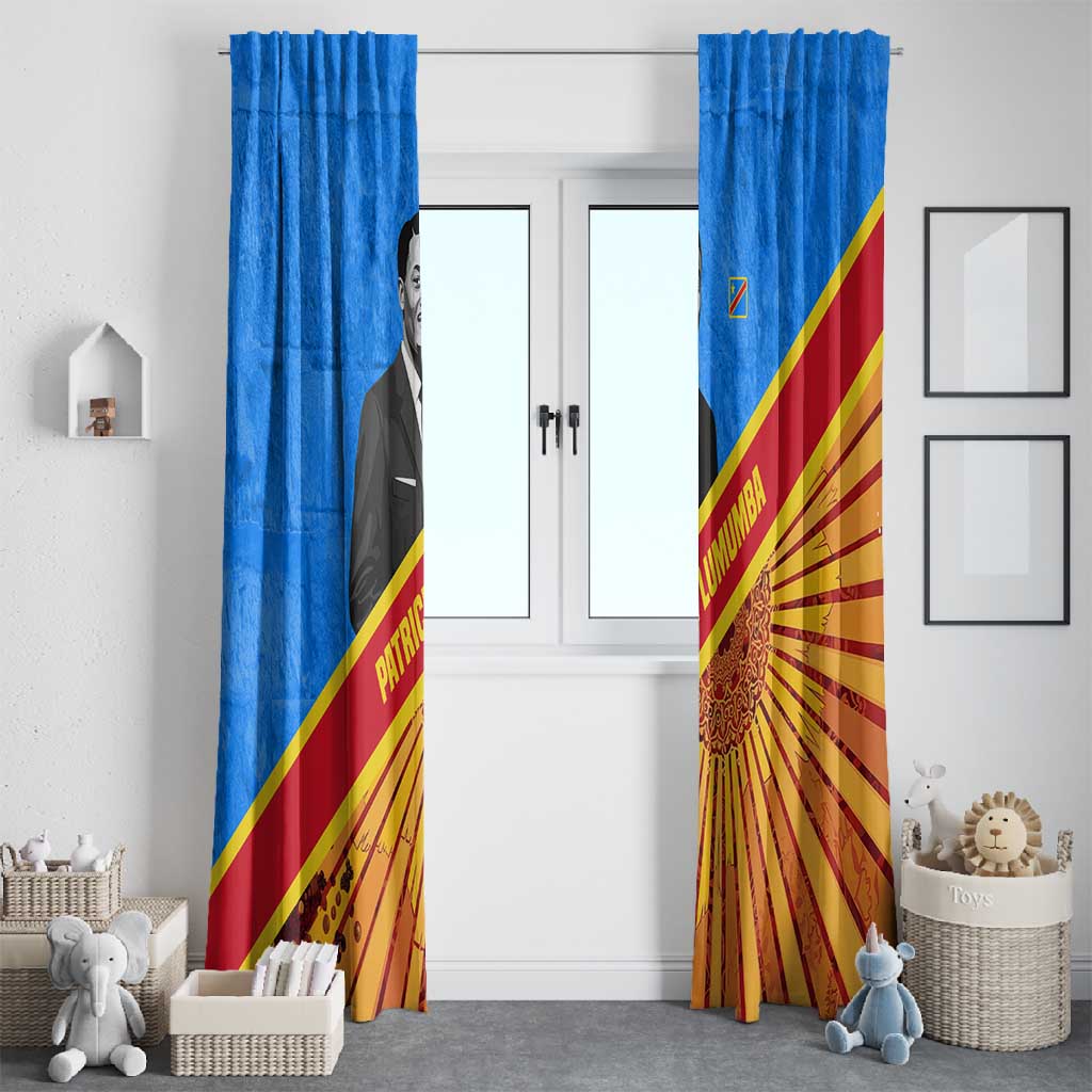 Patrice Lumumba Window Curtain with Congolese Flag Colors and African History Quote - African Pride