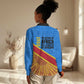 Patrice Lumumba Women Casual Shirt with Congolese Flag Colors and African History Quote - African Pride