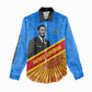 Patrice Lumumba Women Casual Shirt with Congolese Flag Colors and African History Quote - African Pride