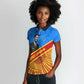 Patrice Lumumba Women Polo Shirt with Congolese Flag Colors and African History Quote - African Pride