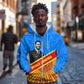 Patrice Lumumba Zip Hoodie with Congolese Flag Colors and African History Quote - African Pride