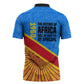 Patrice Lumumba Zipper Polo Shirt with Congolese Flag Colors and African History Quote - African Pride