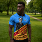 Patrice Lumumba Zipper Polo Shirt with Congolese Flag Colors and African History Quote - African Pride