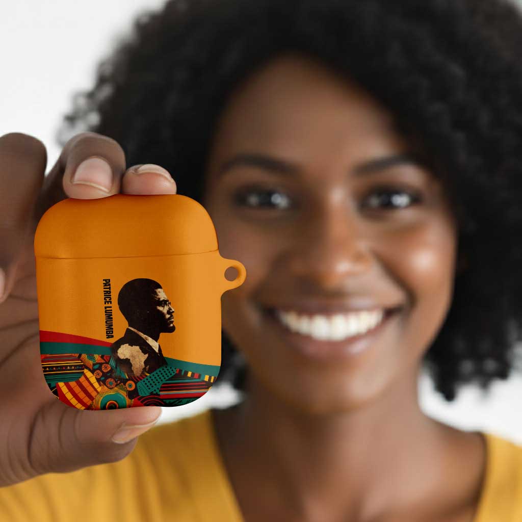 Patrice Lumumba AirPods Case with Profile Portrait and Bold Africa Will Rise Statement - African Pride