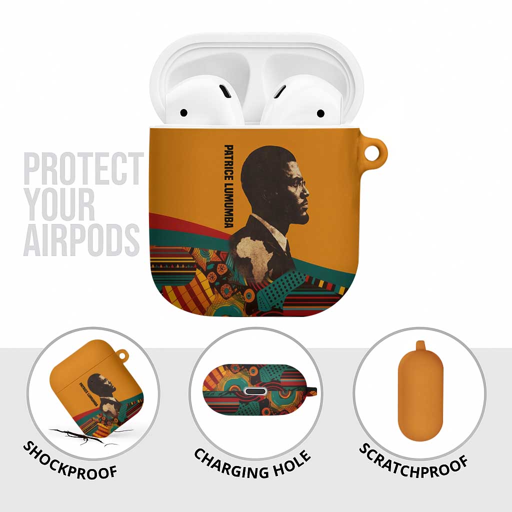Patrice Lumumba AirPods Case with Profile Portrait and Bold Africa Will Rise Statement - African Pride