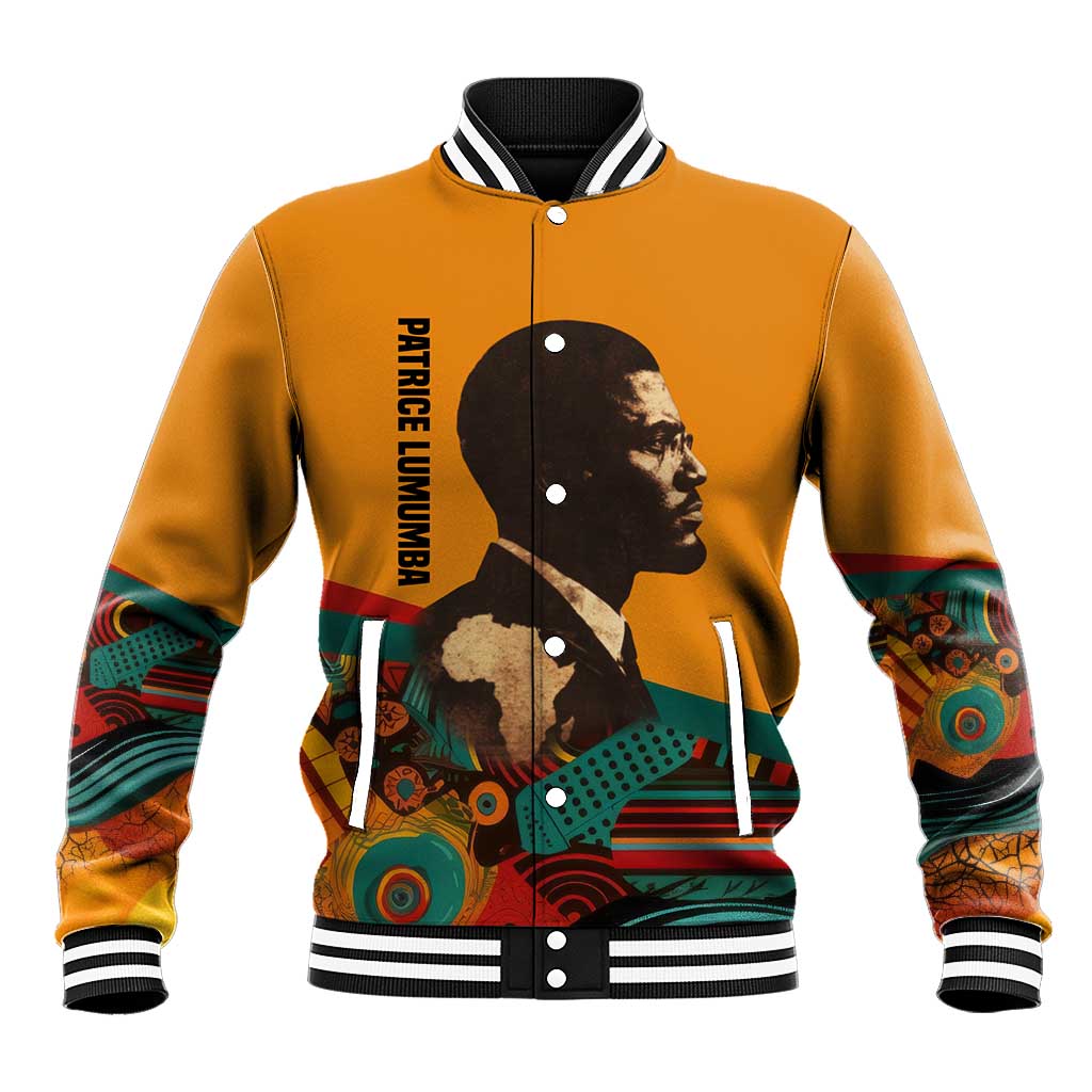 Patrice Lumumba Baseball Jacket with Profile Portrait and Bold Africa Will Rise Statement - African Pride