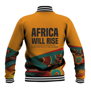 Patrice Lumumba Baseball Jacket with Profile Portrait and Bold Africa Will Rise Statement - African Pride