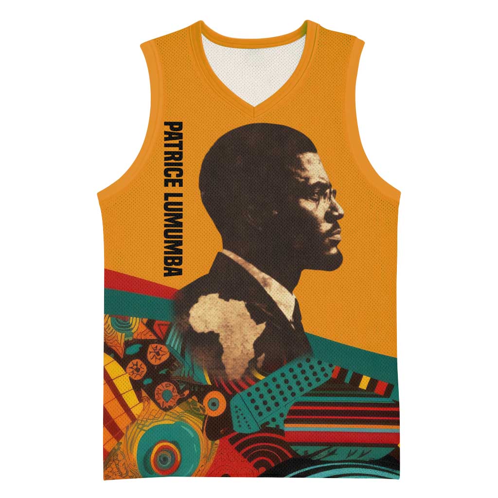 Patrice Lumumba Basketball Jersey with Profile Portrait and Bold Africa Will Rise Statement - African Pride