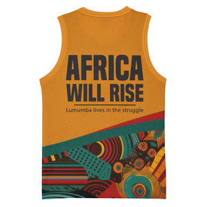 Patrice Lumumba Basketball Jersey with Profile Portrait and Bold Africa Will Rise Statement - African Pride