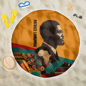 Patrice Lumumba Beach Blanket with Profile Portrait and Bold Africa Will Rise Statement - African Pride