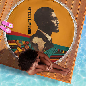Patrice Lumumba Beach Blanket with Profile Portrait and Bold Africa Will Rise Statement - African Pride