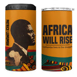 Patrice Lumumba 4 in 1 Can Cooler Tumbler with Profile Portrait and Bold Africa Will Rise Statement - African Pride