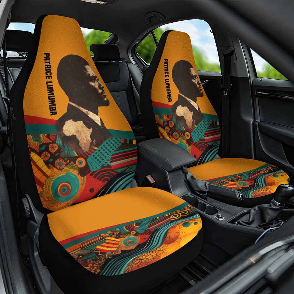 Patrice Lumumba Car Seat Cover with Profile Portrait and Bold Africa Will Rise Statement - African Pride