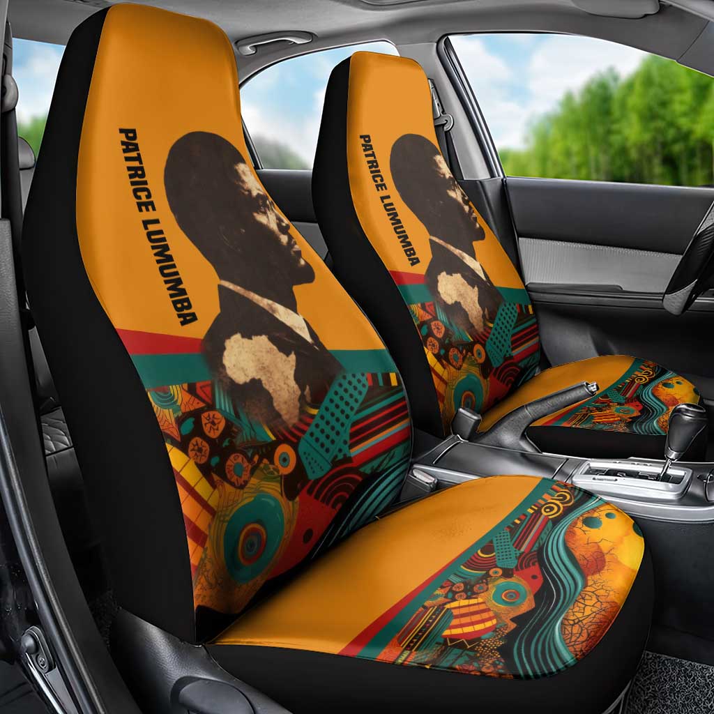 Patrice Lumumba Car Seat Cover with Profile Portrait and Bold Africa Will Rise Statement - African Pride