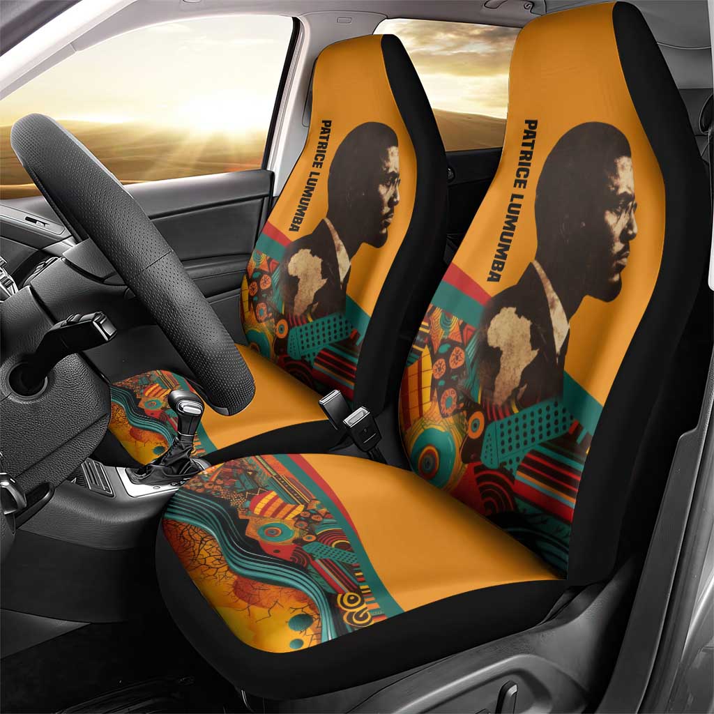 Patrice Lumumba Car Seat Cover with Profile Portrait and Bold Africa Will Rise Statement - African Pride