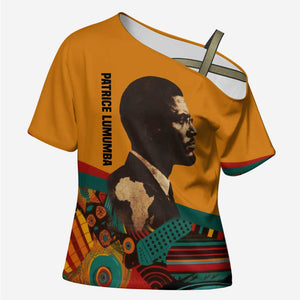 Patrice Lumumba Cross Shoulder Shirt with Profile Portrait and Bold Africa Will Rise Statement - African Pride