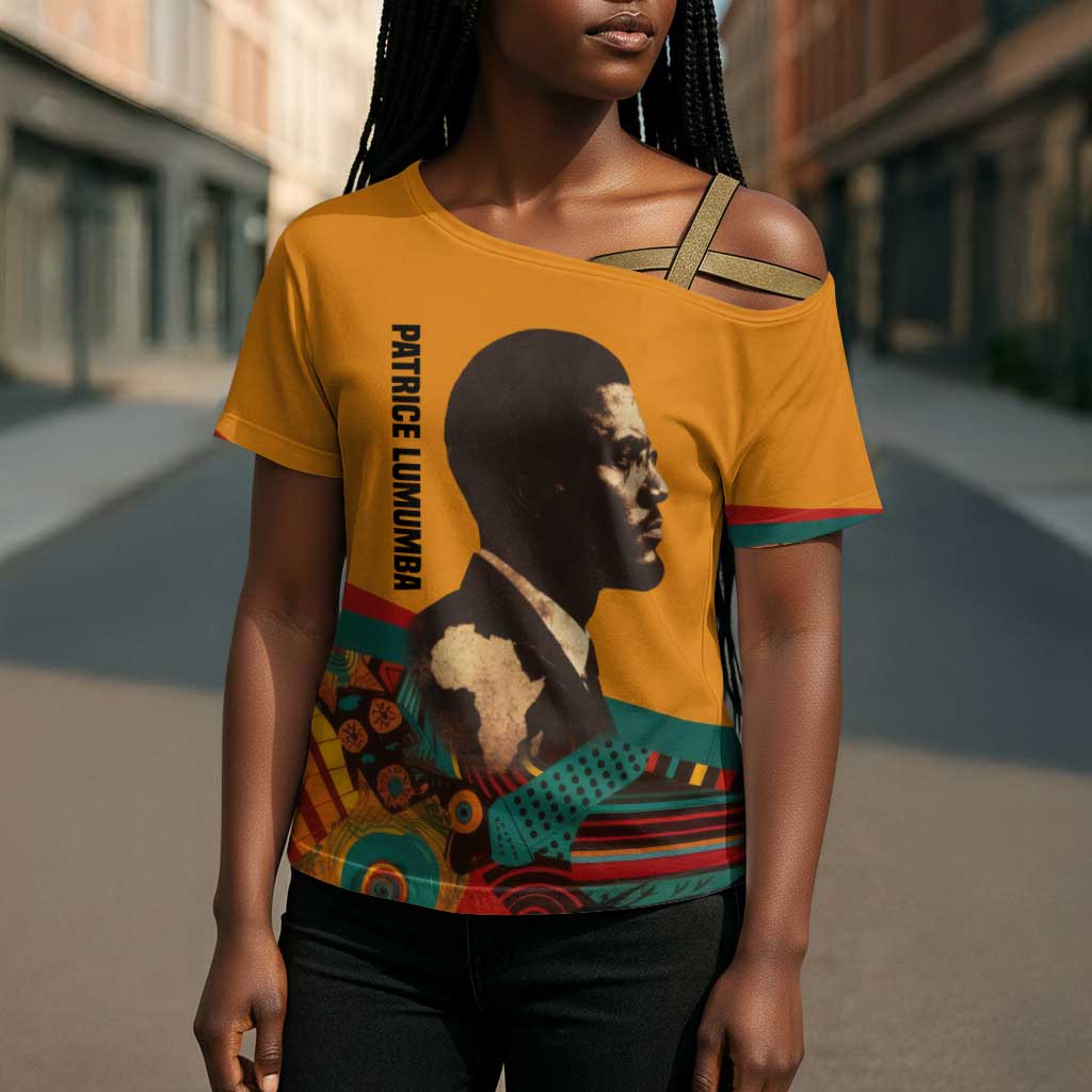 Patrice Lumumba Cross Shoulder Shirt with Profile Portrait and Bold Africa Will Rise Statement - African Pride