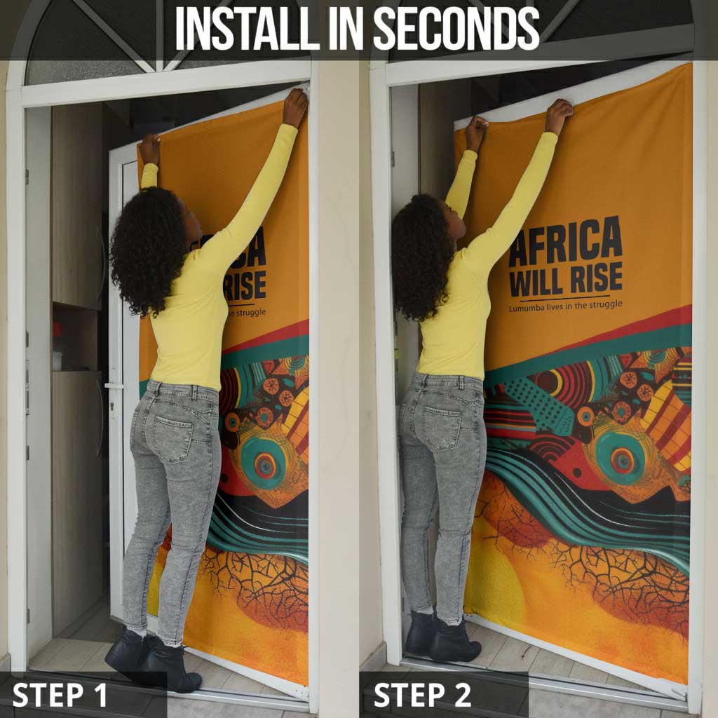 Patrice Lumumba Door Cover with Profile Portrait and Bold Africa Will Rise Statement - African Pride